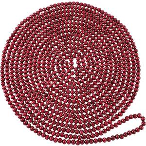 lot 9505 image: Wooden Bead Garland Red Round Bead Wreath Christmas Party Holiday Decorations (Wine Red, 2)