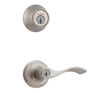 lot 9510 image: Kwikset 690BL 15 SMT CP K6 V1 Balboa Entry Lever & Deadbolt Combo Pack Satin Nickel - Quantity 1