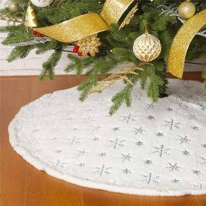 lot 9511 image: Christmas Sequin Tree Skirt 36in,White Soft Thick with Silver Snowflakes Decorations for 5FT 6FT 7FT Xmas Tree