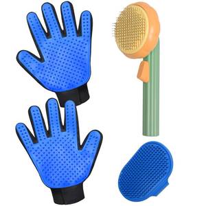 lot 9514 image: GJEASE Cat Grooming Glove Brush,Self-Cleaning Slicker Pet Brush for Short and Long Haired pats,Dog Bath Brush for Shedding and Grooming,Removes Loose Hair and Tangles,Promote Circulation