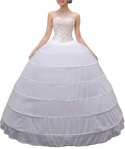 lot 9517 image: Women Crinoline Petticoat A-line 6 Hoop Skirt Slips Long Underskirt for Wedding Bridal Dress Ball Gown