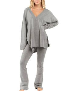 lot 12005 image: OPCAKM Womens Casual 2 Piece Sets Reversible Pullover Tops Long Pants Workout Outfits Loungewear Tracksuits(Light-Grey-L)