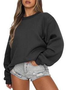 lot 12013 image: ANRABESS Womens Sweatshirts Hoodies Crewneck Oversized Fleece Pullover Sweaters Cute Top Y2K Teen Girls Preppy Clothes 2024 Black Medium