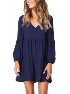 lot 12017 image: Amoretu Dresses for Women 2024 Loose Casual Swing Shift Mini Dress Navy M