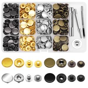 lot 12035 image: Alritz 17mm Leather Snap Fasteners Kit, 72 Set Metal Button Snaps Press Studs with 4 Setter Tools, 6 Color Leather Snaps for Clothes, Jackets, Jeans Wears, Bracelets, Bags