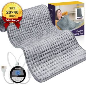 lot 49267 image: Heating Pad for Back Pain Relief, 20x 40 Extra Large Electric Heating Pad for Cramps Neck Shoulder, XXXL Moist Heated Pad Gift for Women & Men, Auto Shut Off Heat Pad, Machine Washable, Light Gray