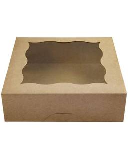 lot 49272 image: CHERRY 9x9x3Brown Bakery Boxes with PVC Window for Pie and Cookies Boxes Small Natural Kraft Paper Box 9x9x3inc,Pack of 15