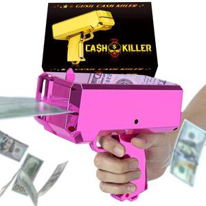 lot 49274 image: Money Gun Shooter Gusil Cash Cannon Bills Gun Make It Rain Toy Gun,Handheld Spary Cash Gun for Game Movies Party Supplies, Metallic Pink