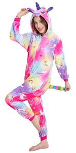 lot 49275 image: NewPlush Unisex Unicorn Costumes Pyjamas, Adult Women Men Animal Cosplay Onesie Cloud Flying Horse Small