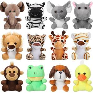 lot 49291 image: 12 Pieces Mini Stuffed Forest Animals Jungle Animal Plush Toys in 4.8 Inch Cute Plush Elephant Lion Giraffe Tiger Puppy Zebra Duck Plush for Animal Themed Parties Teacher Student Achievement Award