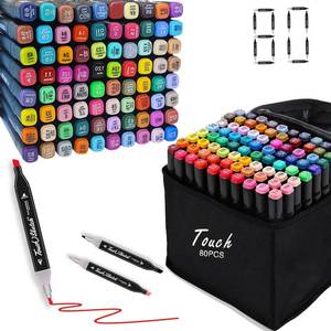 lot 49295 image: Alcohol Markers, 80 Colors Dual Tip Permanent Art Markers Set for Kids, Coloring Painting Supplies Sketch Drawing Markers for Adults, Holiday Present for Boys Girls Students, Journal Note Doodle