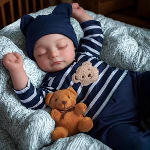 lot 49303 image: JIZHI Lifelike Reborn Baby Dolls - 18-Inch Realistic-Newborn Baby Dolls Boy Soft Body Real Life Baby Dolls with Blue Pajamas Feeding Kit for Kids Age 3 & Collection