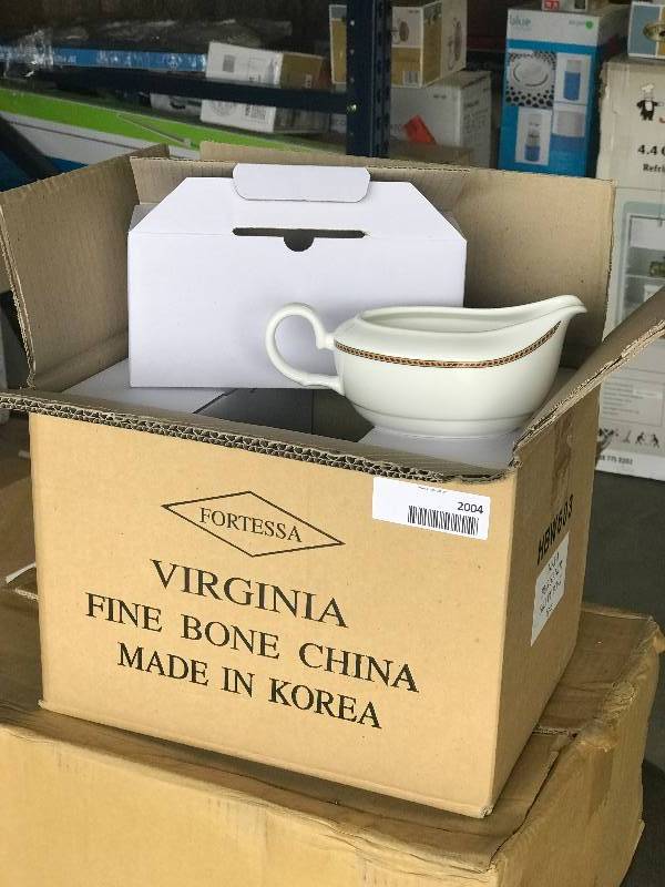 lot 2004 image: Carton of 6 - Fortessa Napa Burgundy Gravy Boats