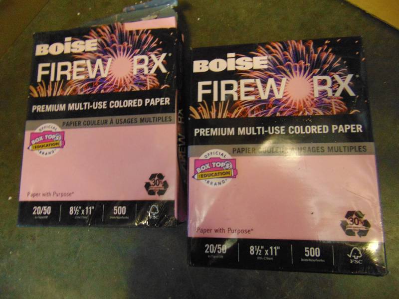 lot 7084 image: (2) reams Boise Fireworx 20 lb paper, 8-12 x 11, pink