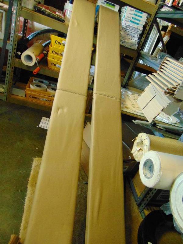 lot 7110 image: (1) set bed rails, 83 x 8, PN213686, slat board hook ends, headboard foot board not included, tan
