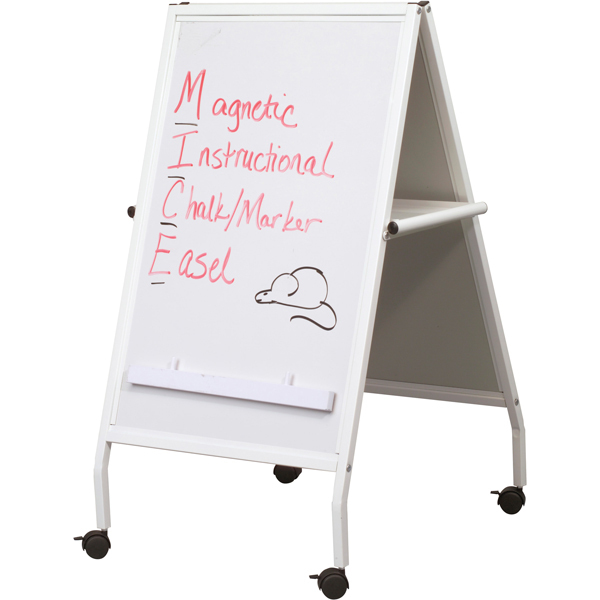 lot 7224 image: Best Rite White Mice Easel, Dry erase board, chalk board, needs side braces