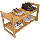 lot 7008 image: (1) Bamburoba 2-tier Shoe Rack, Bamboo, 27.5 x 18 x 11