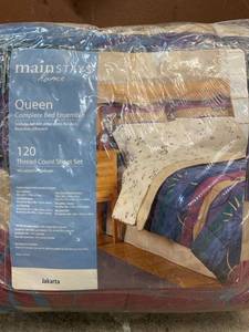 lot 1880 image: Mainstays home Queen complete bedding ensemble- Jakarta- Does not look like it has been opened and unfolded.