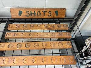 lot 1883 image: Vintage Shots sign- with 4 shots line up board