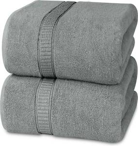 lot 1021 image: Utopia Towels - Luxurious Jumbo Bath Sheet 2 Piece - 600 GSM (35X70 Inches) 100% Ring Spun Cotton - Highly Absorbent and Quick Dry Extra Large Bath Towel - Super Soft Hotel Quality Towel (Cool Grey)