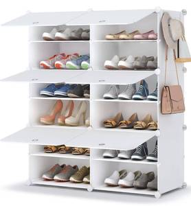 lot 1030 image: HOMIDEC Shoe Rack, 6 Tier Shoe Storage Cabinet 24 Pair Plastic Shoe Shelves Organizer for Closet Hallway Bedroom Entryway