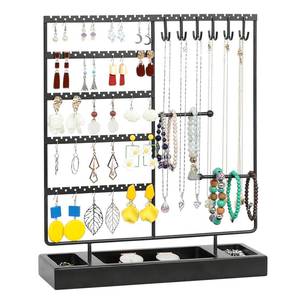 lot 1039 image: X-cosrack Earring Holder,5-Tier Ear Stud Holder with Wooden Tray,Jewelry Organizer Holder for Earrings Necklaces Bracelets Watches and Rings,Earring Display Stand, Black