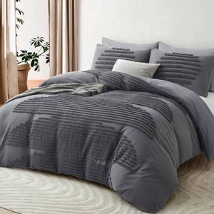 lot 1041 image: BEDAZZLED Duvet Cover QueenFull Size, 3 Pieces Boho Bedding Sets for Shabby Chic Home, Tufted and Soft Comforter Cover Set, Pumpkin Brown