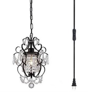 lot 1929 image: RAYMALUX Plug in Chandelier Mini Bronze Chandelier Iron Ceiling Light Fixture for Bedroom,Living Room,Dining Room