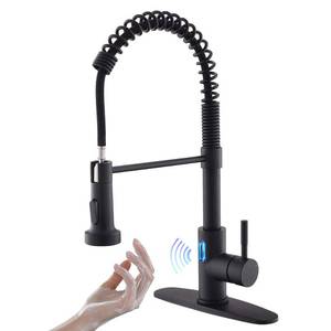 lot 1950 image: OWOFAN Touchless Kitchen Faucet with Pull Down Sprayer LED Light Single Handle Kitchen Sink Faucet Motion Sensor Smart Hands-Free, Stainless Steel Black 1078R&nbsp