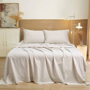 lot 1967 image: PHF 100% Garment Washed Cotton Sheets Set Queen Size, Ultra Soft Cotton Bedding Sheets Set, 4 PCS Breathable Moisture-Wicking Durable Sheet Set,Deep Pocket Cotton Bed Sheet Up to 16, Linen