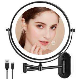 lot 1992 image: Rechargeable Wall Mounted Makeup Mirror, 8.5 inch Double-Sided 110x Magnifying Bathroom Mirror with 3 Color Lights, Lighted Vanity Mirror with 2-Touch Screen Dimming & Luminance Memory