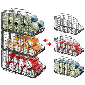 lot 1995 image: Standing Can Dispenser Bin 3-Pack, Stackable Beverage Drink Pop Soda Can Storage Organizer Basket with Handles, Foldable Canned Food Holder for Kitchen Pantry Countertop Cabinet Patent Pending