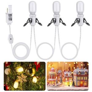 lot 2079 image: Leelosp Accessory Cord with 3 LED Light, 8 Ft Halloween Christmas Village Cord Lights Bulb Accessories, Warm White LED Light Bulb for Halloween Blow Mold Light Replacement House Ceramic Trees(1 Pack)