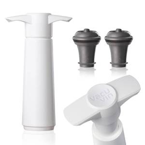 lot 2080 image: Vacu Vin Wine Saver Pump White with Vacuum Wine Stopper - Keep Your Wine Fresh for up to 10 Days - 1 Pump 2 Stoppers - Reusable - Made in the Netherlands