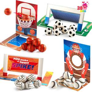 lot 2087 image: JOYIN 28 PCS Valentine��s Day Cards with Soccer Football Volleyball Basketball for Kids Valentines Classroom Exchange, Valentines Party Favors, Valentine��s Day Games Toys, Sports Game Cards