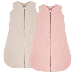 lot 2098 image: Looxii Baby Sleep Sack 0-6 Months 2 Pack TOG 1.5 Soft Fleece Baby Wearable Blanket with 2-Way Zippers Infant Sleeping Sacks Pink  Apricot