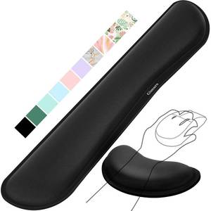 lot 2103 image: Gimars Upgrade Enlarge Silky and Superfine Fabric Gel Memory Foam Keyboard Wrist Rest Set, Ergonomic Keyboard Mouse Wrist Support for Typing Pain Relief, Comfort for Office, Gaming, Computer, Black