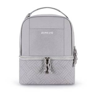 lot 2105 image: SUNLUG Large Lunch Bag for Women Insulated Lunch Box Double Deck Lunch Tote Reusable Grey Lunchbox for Office Work Picnic 13.5L