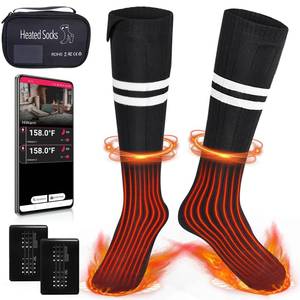 lot 2106 image: Omobolanle Heated Socks Men Women 2023 Upgrade Thermal Sock APP Remote Control Rechargeable 5000mAh Battery 360°Circle Heating Electric Winter Warming Socks for Skiing Fishing Hunting Black XL