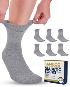 lot 2118 image: Pembrook Bamboo Viscose Diabetic Socks for Women & Men - 6 Pairs Ankle Socks for Swollen Feet  Neuropathy Socks  Stretch Top Mens Diabetic Socks  Diabetic Socks for Men 9-12  Gray