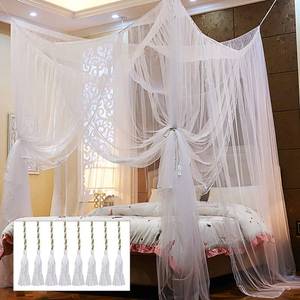lot 2136 image: Twinkle Star 4 Corner Post Bed Canopy, Elegant Curtain Net for FullQueenKing Size Bed (White)
