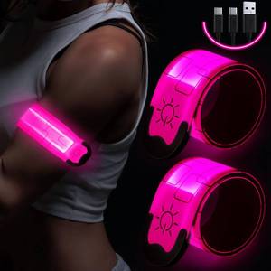 lot 2138 image: Simket Reflective LED Armband Rechargeable for Running(2 Pack), Running Lights for Runners, Running Lights, High Visibility Reflective Running Gear Adjustable Light Up Arm Bands for Men Women Kids