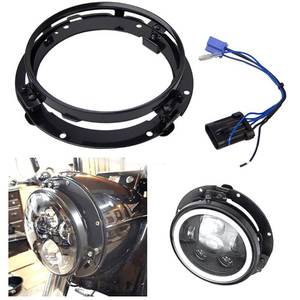 lot 2144 image: SKUNTUGUANG 7 7 Inch headlight Ring Mounting Bracket with Wire Harness Adapter for Motorcycle Street Glide Road King Electra Glide Headlight bracket(Black)