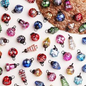 lot 2146 image: A 25 Vintage Christmas Ornaments Antique Glass Christmas Tree Decorations Mini Retro Christmas Balls for Tree, Halloween, New Year, Valentine Day, Holidays, Event & Wedding Party Decor