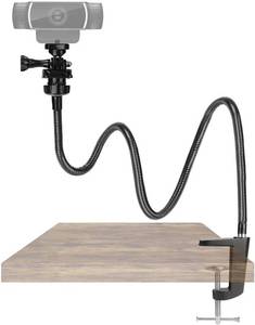 lot 2149 image: AMADA HOMEFURNISHING 25 Inch Webcam Stand - Enhanced Desk Jaw Clamp with Flexible Gooseneck Stand for Logitech Webcam C920,C922,C922x,C930,C615,C925e,Brio 4K AMWS02