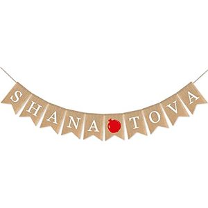 lot 2154 image: SWYOUN Burlap Shana Tova Banner Rosh Hashanah Jewish New Year Party Supplies Bunting Garland Decoration