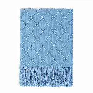 lot 2171 image: BOURINA Knitted Throw Blanket Soft Sofa Throw Couch Blanket, 50x60 Blue