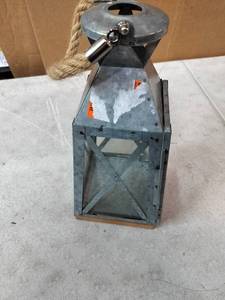 lot 5920 image: Hampton Bay 14 in. H Galvanized Metal and Glass Lantern