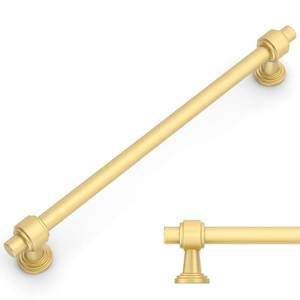 lot 5930 image: Amerdeco 10 Pack Brushed Gold Cabinet Pulls 10 Inch(254mm) Hole Center Drawer Pulls Cabinet Hardware Kitchen Cabinet Handles for Bathroom Dresser Pulls ZH0069 - Retail $85.97