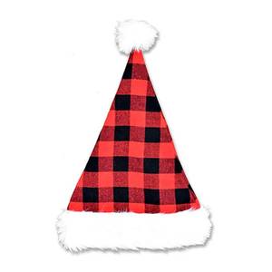 lot 6002 image: Christmas Buffalo Plaid Santa Hat - Santa Claus Party Costume Hat